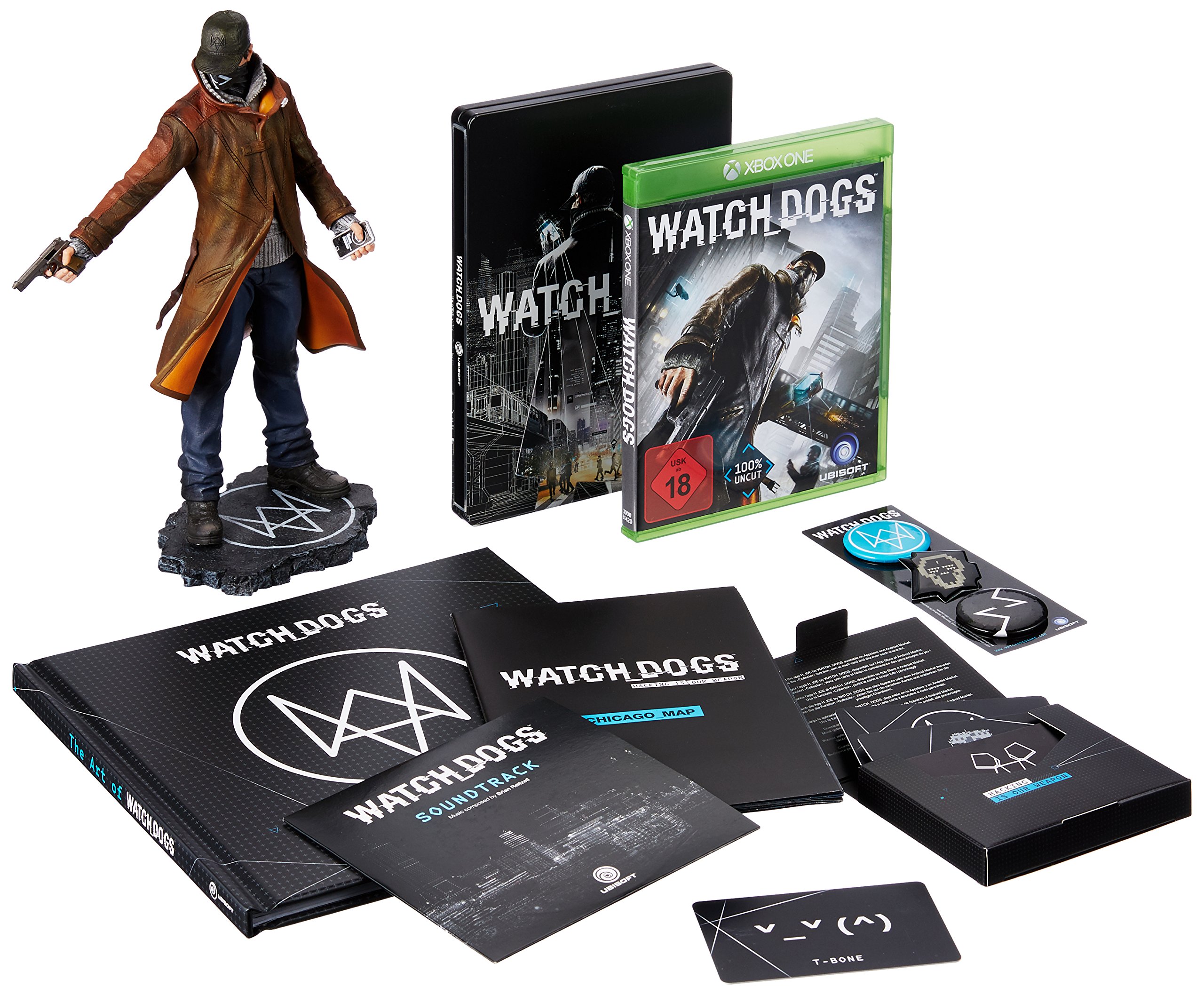 Watch Dogs [DEDSEC_Edition, Sammler Box, Karte von Chicago, Figur, Artbook, Augmented reality Karte, Steelbook, 3 Plaketen, Sountrack]