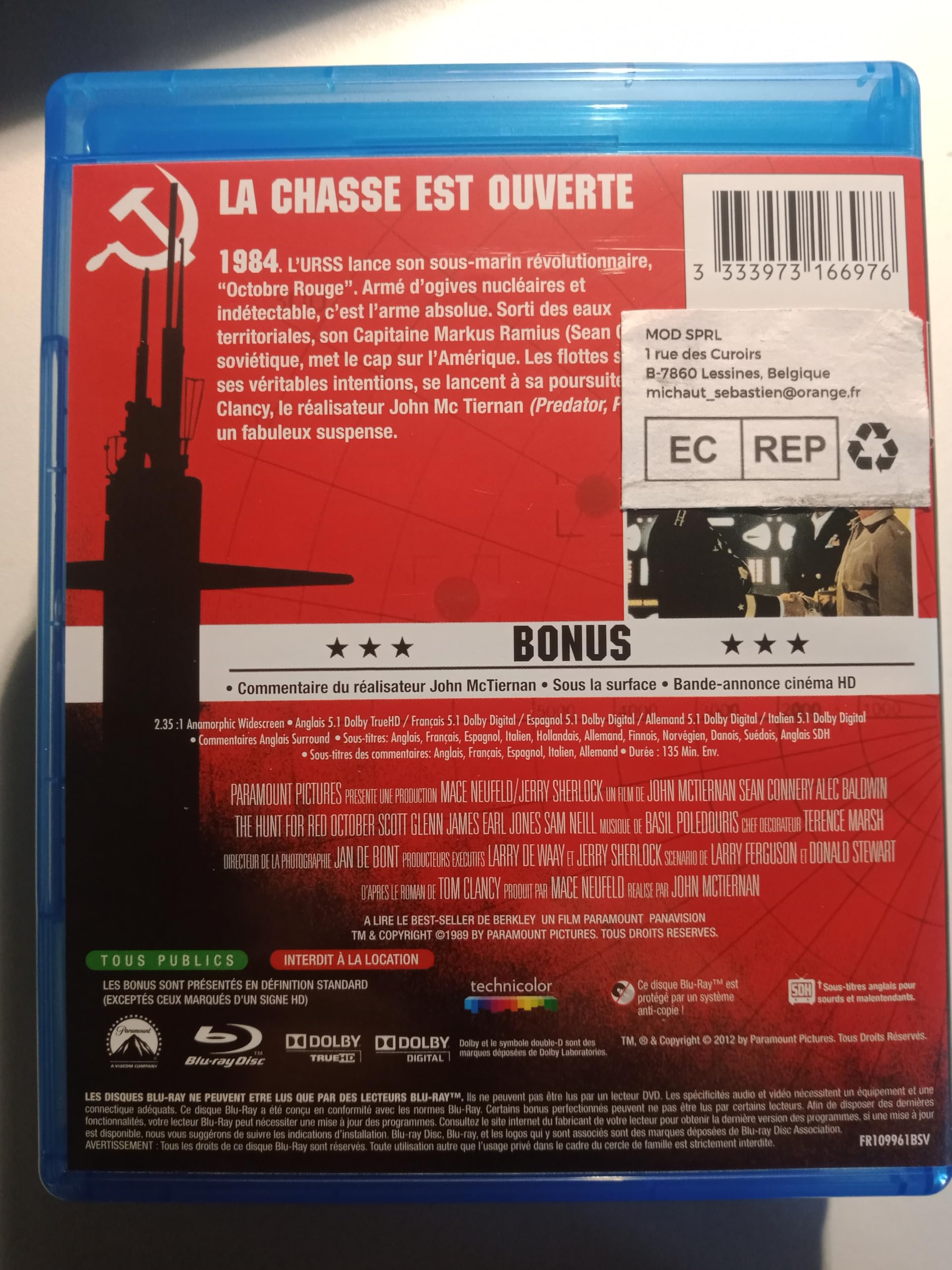 A la poursuite d'octobre rouge [Blu-ray] [FR Import]
