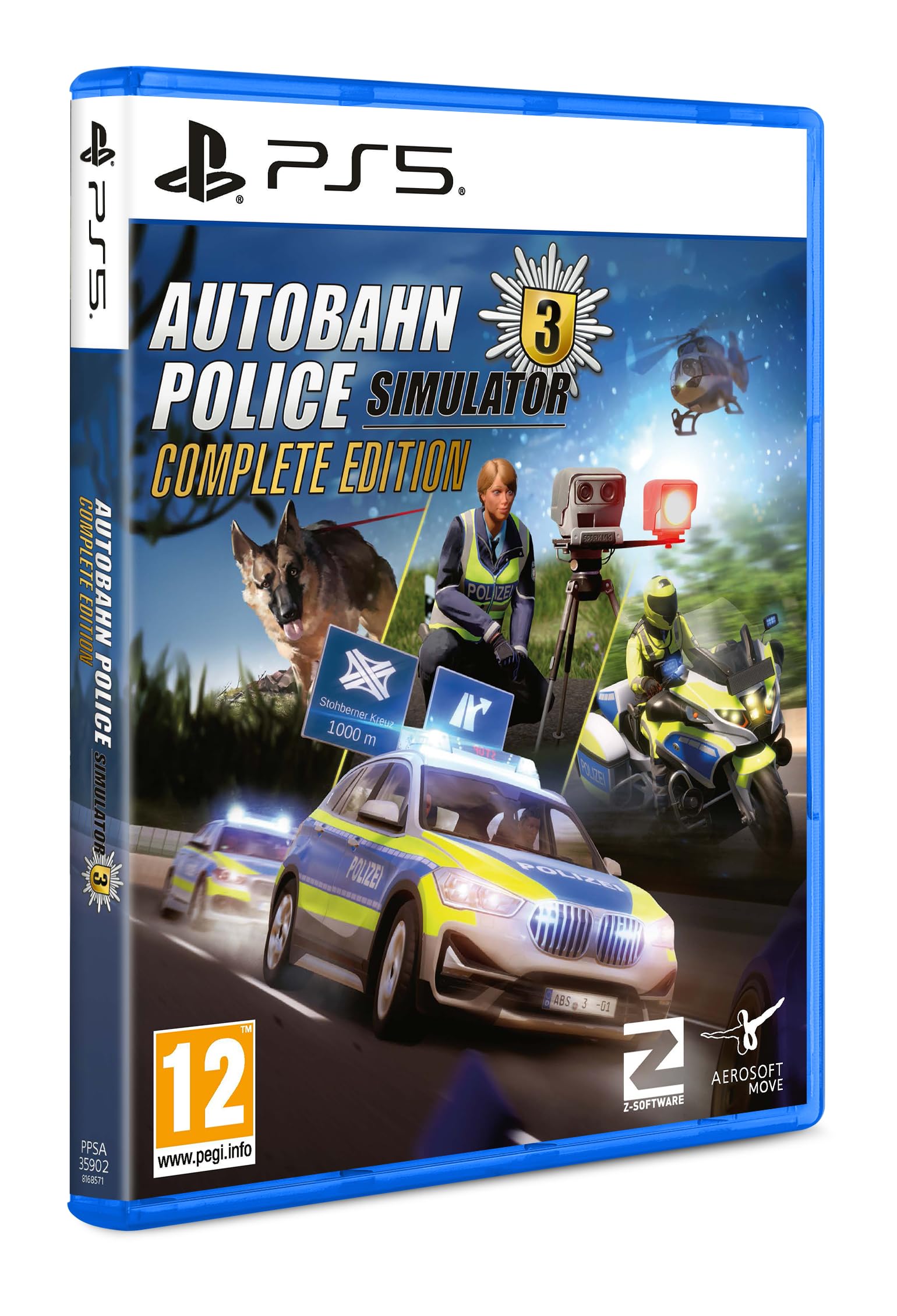 Aerosoft Autobahn Polizei Simulator 3 – Complete Edition (PS5) | Polizei Simulation mit Streifenwagen, Motorrad & Offroad-SUV | DLCs Radarfalle, Off-Road und Polizeimotorrad inklusive | Englische Box