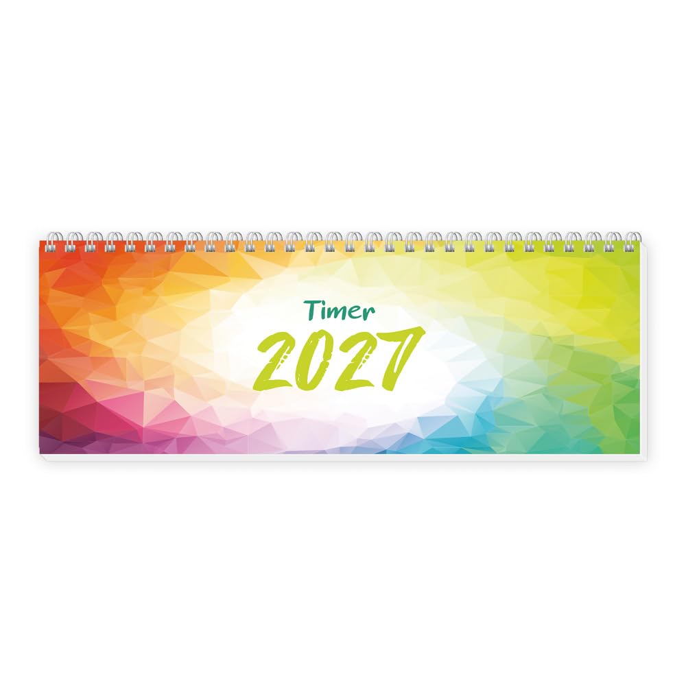 Trötsch Schreibtischquerkalender Timer Farben (eine Woche 2 Seiten) 2027: Tischkalender Wochenkalender
